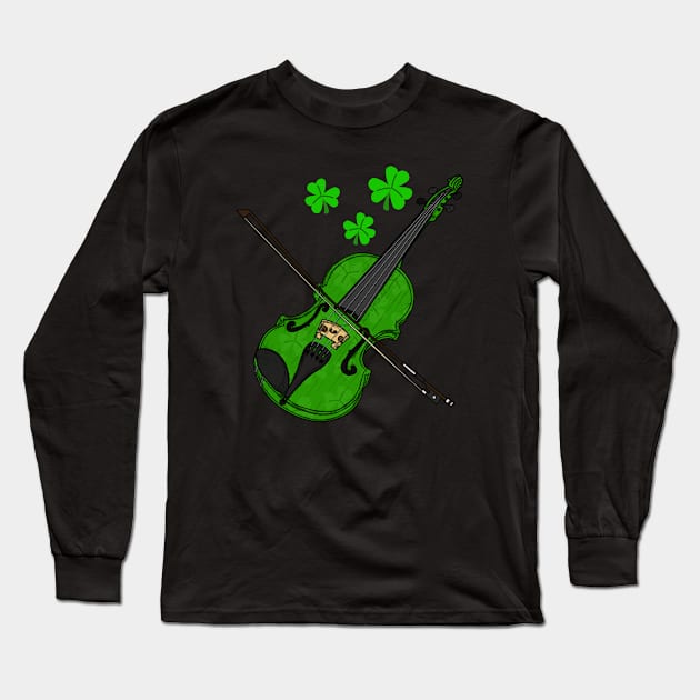 St. Patrick's Day Fiddle Violin Player Violinist Long Sleeve T-Shirt by doodlerob